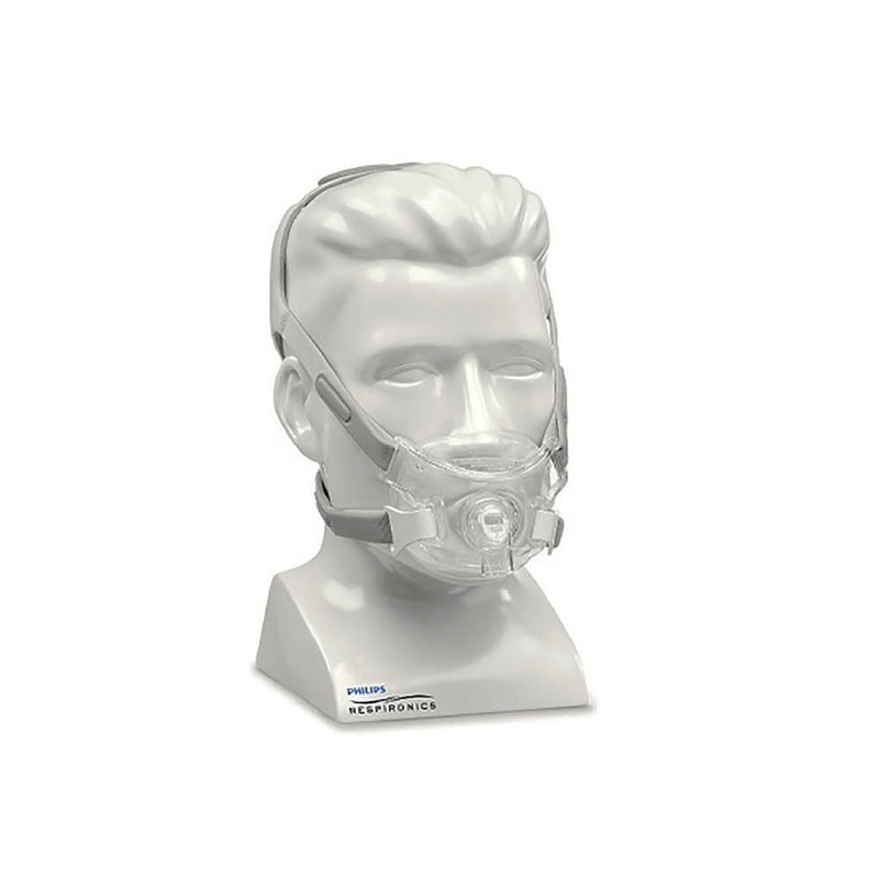 Philips Amara View Full Face CPAP Mask on a portrait statue