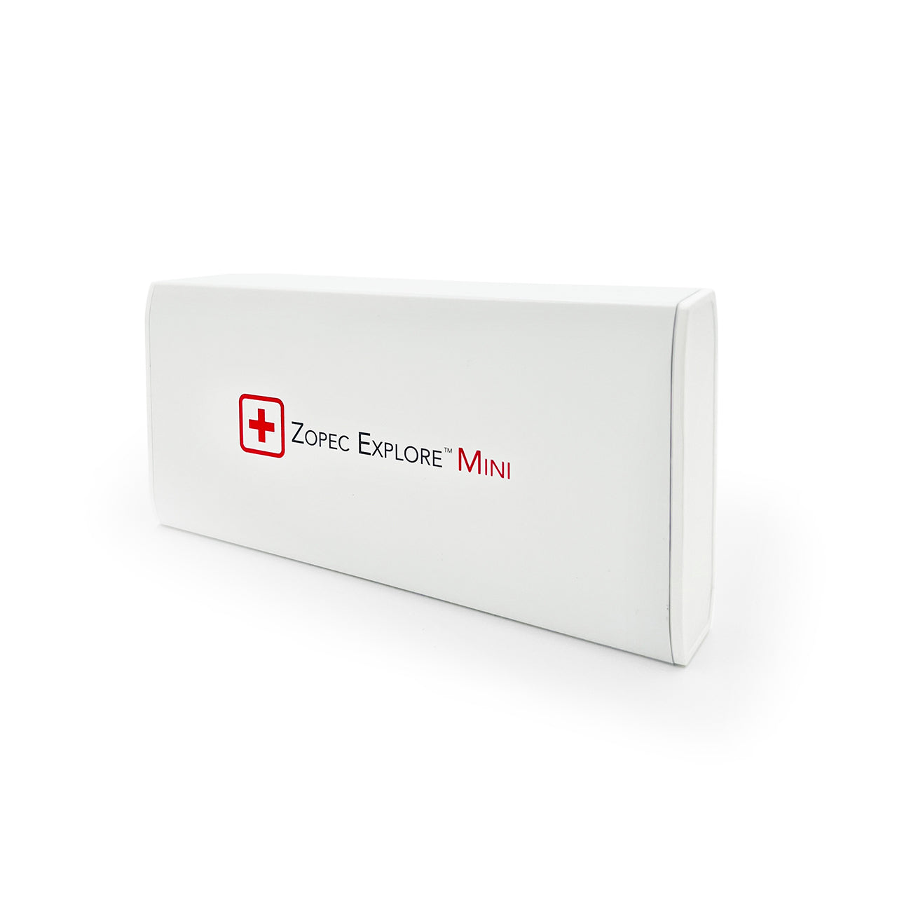 White box with 'Zopec Explore Mini' branding on a white background angling on the right