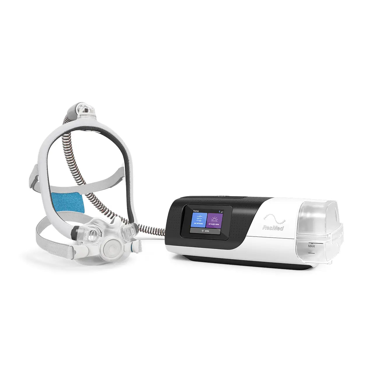 The Airsense 11 attached to the F30i mask facing left