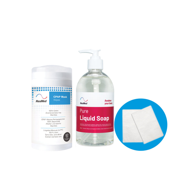 AirSense 10 Standard Filter - 2pk, Cleaning Wipes - 62 pack, Pure Liquid Soap