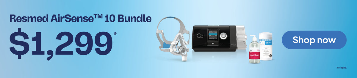 ResMed AirSense 10 CPAP bundle offer priced at $1,299, including a CPAP mask, CPAP mask wipes and liquid soap.