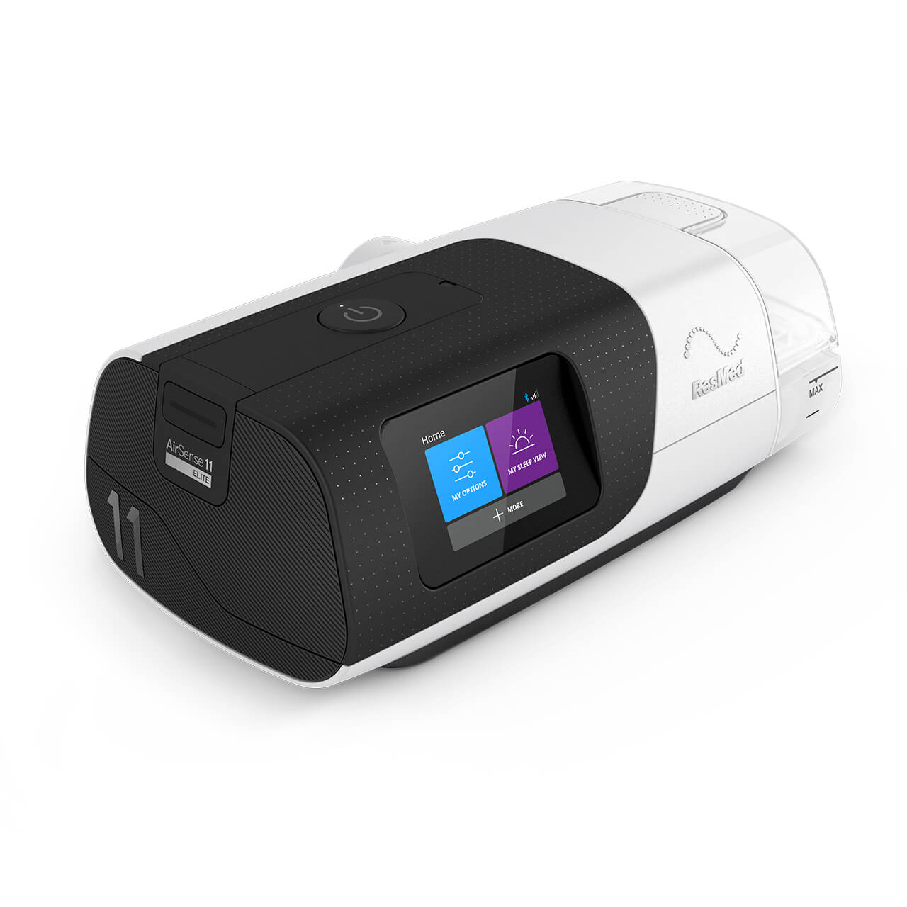 ResMed AirSense 11 CPAP Machine Elite Fixed Pressure on white background tilting to the right