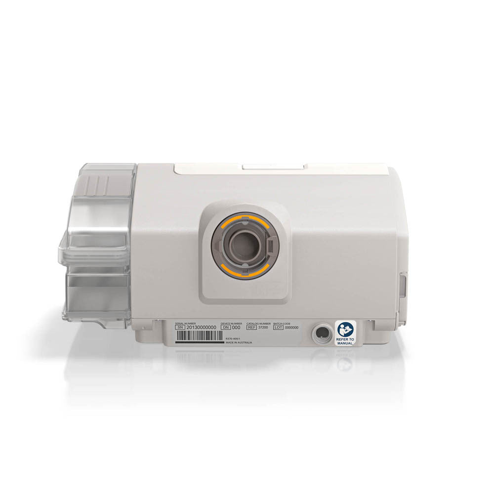 ResMed AirSense 10 for Her Auto Machine from the back with CPAP tubing insert