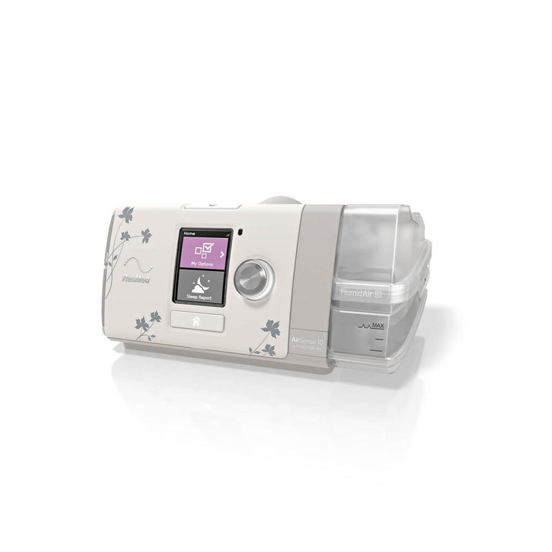 ResMed AirSense 10 for Her Auto Machine tilted to the left