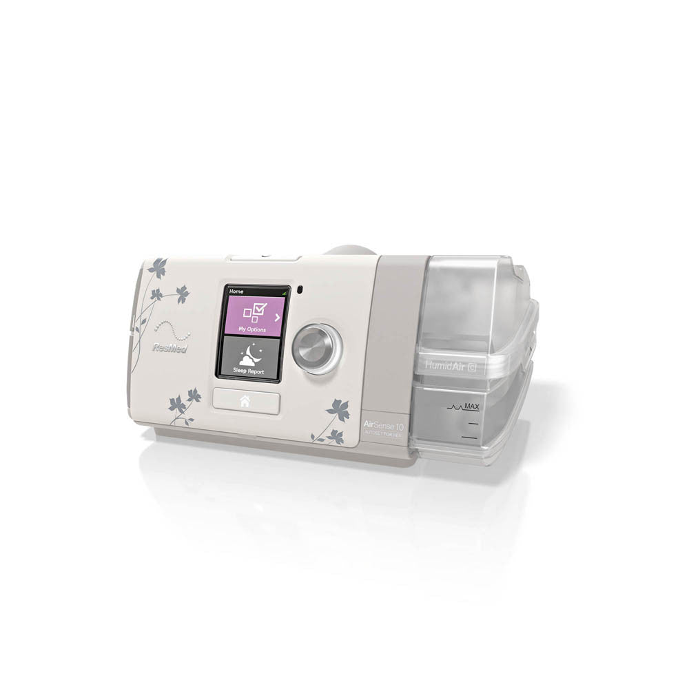 ResMed AirSense 10 for Her Auto Machine tilted to the left