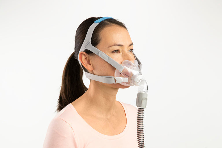 Woman wearing ResMed AirFit F30 Full Face Mask