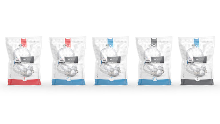5 ResMed AirFit F30i Full Face Mask packages side by side